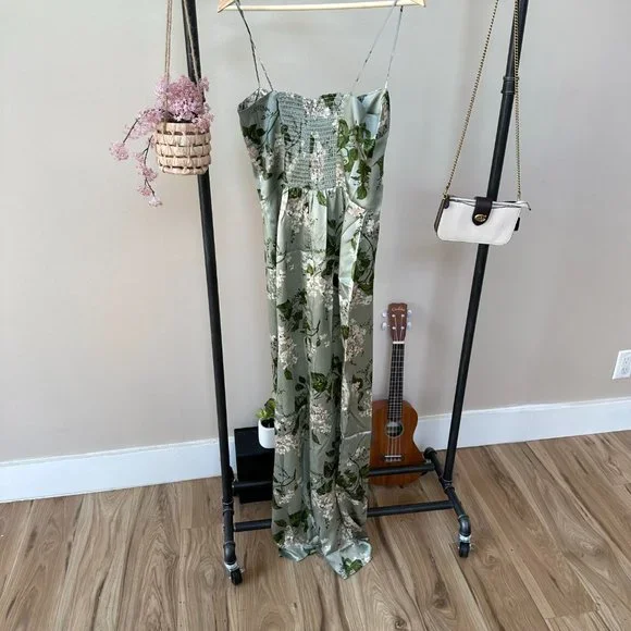 Reformation Frankie Silk Dress in Tea Garden